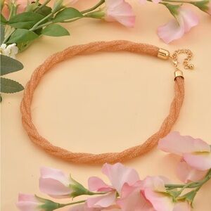 Champagne Australian Crystal Twisted Double Row Necklace in Goldtone